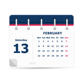 Wall Mural - February 13 - Calendar Icon - 2021