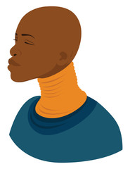 Sticker - African bald woman, illustration, vector on white background