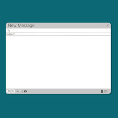Poster - Browser window blank on a turquoise background. Vector illustration. Stock drawing.