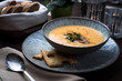Pumpkin cream soup with foie gras