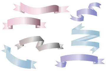 Fototapete - Tapes of different colors and shapes with a split at the ends. Vector illustration. Stock drawing.