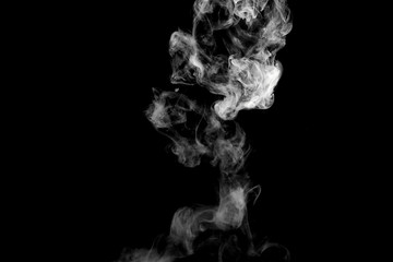 White isolated smoke on black background