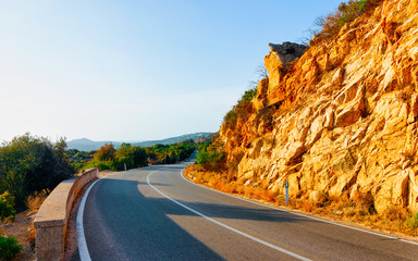 Canvas Print - Empty road without cars in Sardinia Island Italy reflex