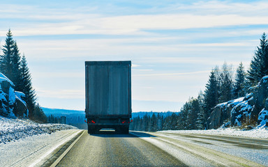 Sticker - Truck on road at winter Rovaniemi reflex