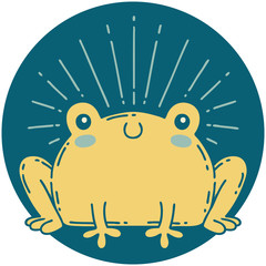 icon of tattoo style happy frog