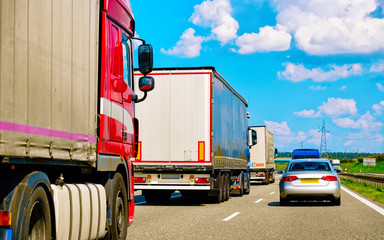 Canvas Print - Trucks in road of Poland reflex