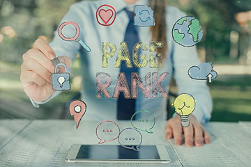 Poster - Text sign showing Page Rank. Business photo text a value assigned to a web page as a measure of its popularity