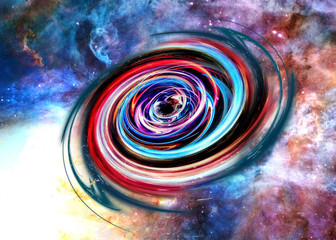 Wall Mural - deep space look. black hole in bright colours near far galaxies and stars. science fiction. film gra