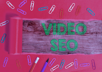 Poster - Text sign showing Video Seo. Business photo text the process of improving the ranking or visibility of a video