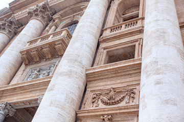 architectural colonnade of Basilica on piazza San Pietro in Vatican