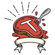 © lineartestpilot - banner with tattoo style steak and fork