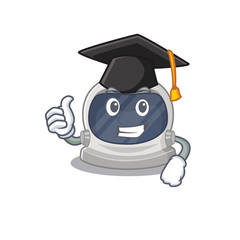 Sticker - Happy face of astronaut helmet in black graduation hat for the ceremony