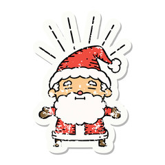 grunge sticker of tattoo style santa claus christmas character