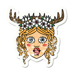 human druid character face grunge sticker