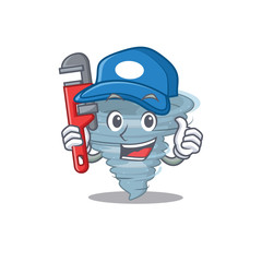 Sticker - Tornado Smart Plumber cartoon character design with tool