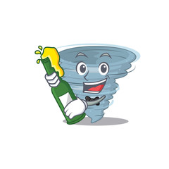 Poster - Mascot character design of tornado say cheers with bottle of beer