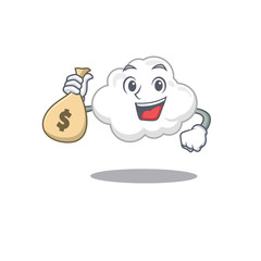 Wall Mural - Rich white cloud cartoon design holds money bags