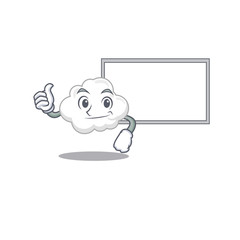 Poster - Humorous white cloud cartoon design Thumbs up bring a white board