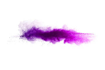 Explosion of colored powder on white background