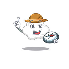 Sticker - mascot design concept of white cloud explorer with a compass