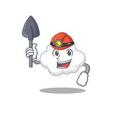 Sticker - White cloud miner cartoon design concept with tool and helmet