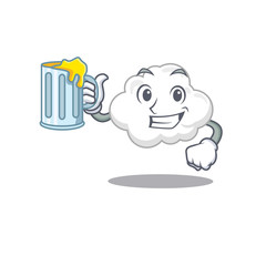 Wall Mural - A cartoon concept of white cloud rise up a glass of beer