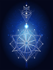 Wall Mural - Vector illustration of Sacred geometry symbol on abstract background.