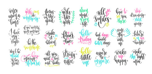 Poster - set of 25 hand lettering positive quote, motivation and inspiration phrases design