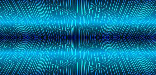 Canvas Print - Blue cyber circuit future technology concept background