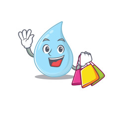 Canvas Print - Rich and famous raindrop cartoon character holding shopping bags