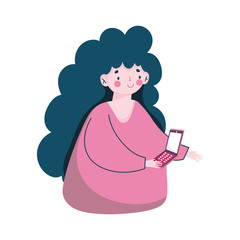 Sticker - woman using smartphone device technology isolated icon