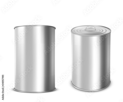 Fotomural Metal tin can for food front and angle view