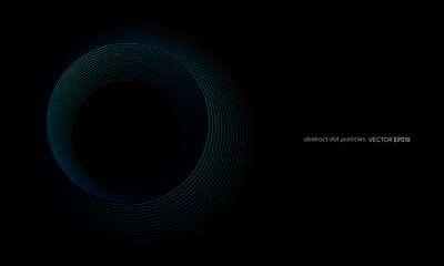 Poster - abstract dots line circle round frame isolated on black background. Vector illustration in concept digital, technology, modern, science.