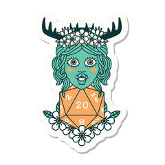 half orc druid with natural twenty dice roll sticker