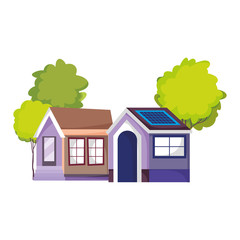 Canvas Print - eco friendly house with solar panel sustainable isolated icon design