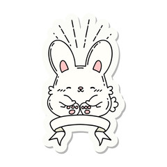 sticker of tattoo style happy rabbit