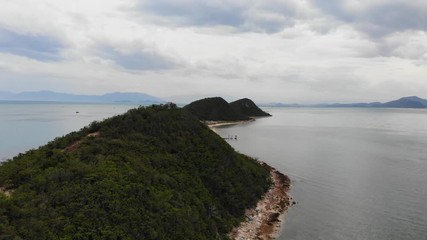 Wall Mural - Aerial of Diep Son island, Vanh Ninh, Van Phong Bay, Khanh Hoa. the Island is famous for the white sand road locate under the sea water level connecting two islands with natural scenery wild