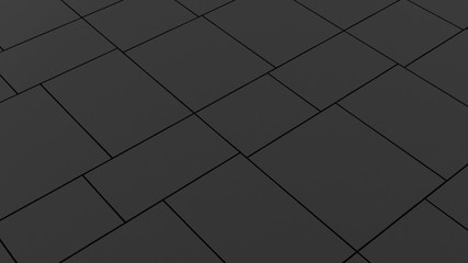 Poster - Abstract background with black moving cubic surface. Geometric concept. Scalable adaptive blocks.