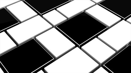 Poster - Black and white cubic moving surface. Abstract background. Motion design. Geometric pattern.