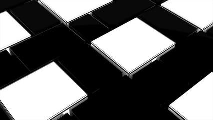 Poster - Black and white cubic moving surface. Abstract background. Motion design. Geometric pattern.