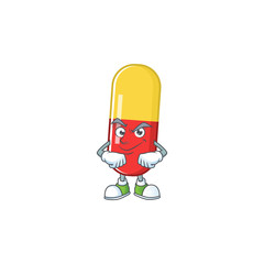 Wall Mural - Red yellow capsules mascot design style with grinning face