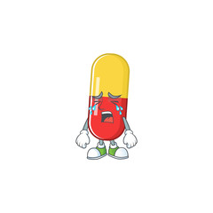 Sticker - A weeping red yellow capsules cartoon character concept