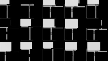 Poster - Black and white cubic moving surface. Abstract background. Motion design. Geometric pattern.
