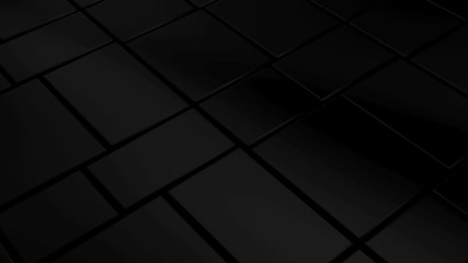 Poster - Abstract background with black moving cubic surface. Geometric concept. Scalable adaptive blocks.