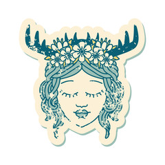 human druid character face grunge sticker