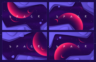 Wall Mural - set of vector abstract backgrounds on the theme of outer space