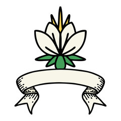 tattoo with banner of a water lily