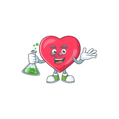 Canvas Print - Heart medical notification genius Professor Cartoon character holding glass tube