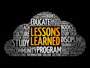 Wall Mural - lessons learned word cloud collage, education concept background