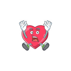 Poster - Heart medical notification cartoon character design showing shocking gesture